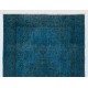 Blue Over-Dyed Vintage Handmade Turkish Rug, Woolen Floor Covering. 5.6 x 8.4 Ft (168 x 255 cm)