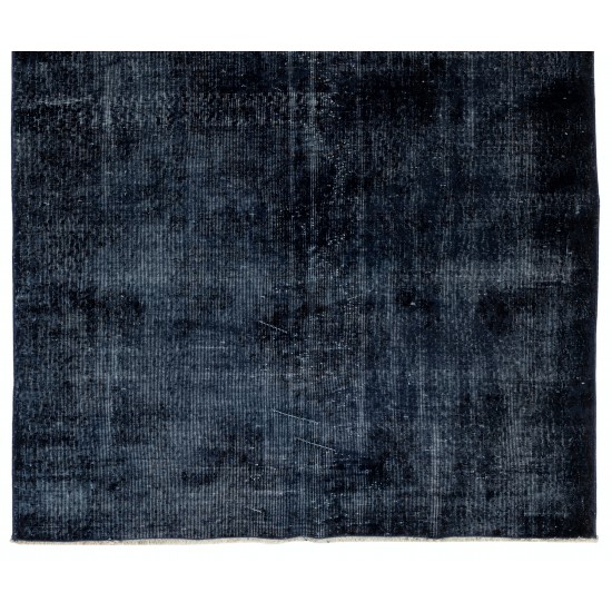 Navy Blue Over-Dyed Vintage Handmade Turkish Rug, Authentic Home Decor Carpet. 5.6 x 9.6 Ft (168 x 292 cm)
