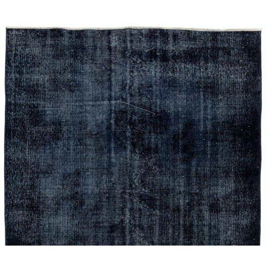 Navy Blue Over-Dyed Vintage Handmade Turkish Rug, Authentic Home Decor Carpet. 5.6 x 9.6 Ft (168 x 292 cm)