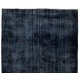 Navy Blue Over-Dyed Vintage Handmade Turkish Rug, Authentic Home Decor Carpet. 5.6 x 9.6 Ft (168 x 292 cm)