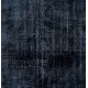Navy Blue Over-Dyed Vintage Handmade Turkish Rug, Authentic Home Decor Carpet. 5.6 x 9.6 Ft (168 x 292 cm)