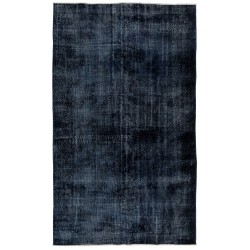 Navy Blue Over-Dyed Vintage Handmade Turkish Rug, Authentic Home Decor Carpet. 5.6 x 9.6 Ft (168 x 292 cm)