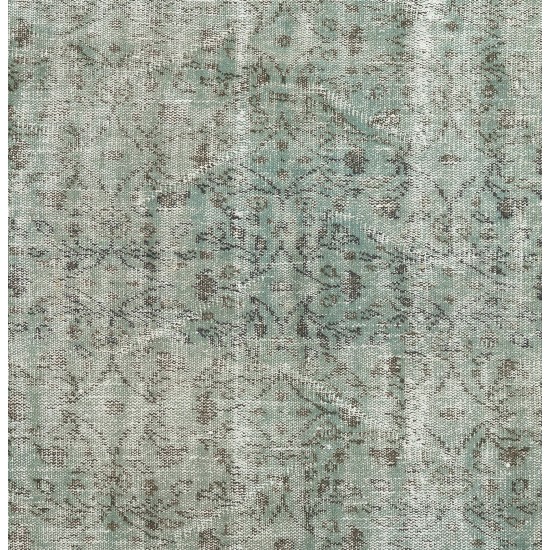 Blue Over-Dyed Vintage Handmade Turkish Rug, Authentic Home Decor Carpet. 5.6 x 8.4 Ft (170 x 256 cm)