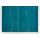 Teal Overdyed Vintage Hand-Knotted Turkish Area Rug. 5.8 x 8.3 Ft (175 x 250 cm)