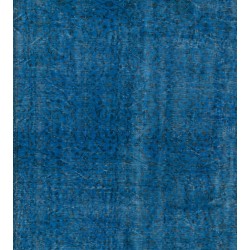 Blue Overdyed Vintage Hand-Knotted Turkish Area Rug. 5.8 x 9 Ft (175 x 272 cm)