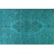 Aqua Blue Overdyed Vintage Hand-Knotted Turkish Area Rug. 5.9 x 10.2 Ft (177 x 308 cm)