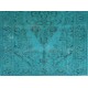 Aqua Blue Overdyed Vintage Hand-Knotted Turkish Area Rug. 5.9 x 10.2 Ft (177 x 308 cm)