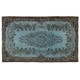 Blue Over-Dyed Vintage Handmade Turkish Area Rug, Wool and Cotton Carpet. 5.9 x 9.2 Ft (178 x 280 cm)