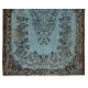 Blue Over-Dyed Vintage Handmade Turkish Area Rug, Wool and Cotton Carpet. 5.9 x 9.2 Ft (178 x 280 cm)