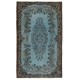 Blue Over-Dyed Vintage Handmade Turkish Area Rug, Wool and Cotton Carpet. 5.9 x 9.2 Ft (178 x 280 cm)
