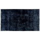 Navy Blue Over-Dyed Vintage Handmade Turkish Area Rug, Wool and Cotton Carpet. 6 x 10 Ft (183 x 305 cm)