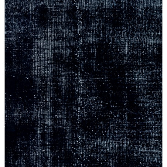 Navy Blue Over-Dyed Vintage Handmade Turkish Area Rug, Wool and Cotton Carpet. 6 x 10 Ft (183 x 305 cm)