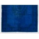 Blue Overdyed Vintage Hand-Knotted Turkish Area Rug, Ideal for Modern Home & Office Decor. 6 x 9 Ft (184 x 274 cm)