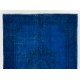 Blue Overdyed Vintage Hand-Knotted Turkish Area Rug, Ideal for Modern Home & Office Decor. 6 x 9 Ft (184 x 274 cm)