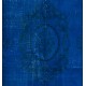 Blue Overdyed Vintage Hand-Knotted Turkish Area Rug, Ideal for Modern Home & Office Decor. 6 x 9 Ft (184 x 274 cm)