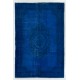 Blue Overdyed Vintage Hand-Knotted Turkish Area Rug, Ideal for Modern Home & Office Decor. 6 x 9 Ft (184 x 274 cm)