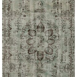 Light Blue Over-Dyed Vintage Handmade Turkish Rug, Wool and Cotton Carpet. 6 x 9.7 Ft (185 x 294 cm)