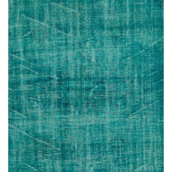Teal Overdyed Vintage Hand-Knotted Turkish Area Rug, Ideal for Modern Home & Office Decor. 6.2 x 8.7 Ft (187 x 265 cm)