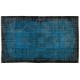Blue Over-Dyed Vintage Handmade Turkish Rug, Wool and Cotton Carpet. 6.3 x 9.4 Ft (189 x 286 cm)