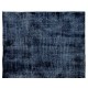 Indigo Blue Over-Dyed Vintage Handmade Turkish Area Rug. 6.3 x 9.6 Ft (190 x 290 cm)