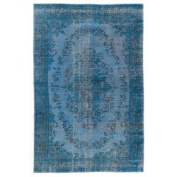 Light Blue Overdyed Vintage Hand-Knotted Turkish Area Rug, Ideal for Modern Home & Office Decor. 6.3 x 9.6 Ft (190 x 292 cm)