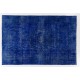 Blue Over-Dyed Vintage Handmade Rug from Turkey, Living Room Carpet. 6.4 x 9.6 Ft (195 x 290 cm)