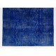 Blue Over-Dyed Vintage Handmade Rug from Turkey, Living Room Carpet. 6.4 x 9.6 Ft (195 x 290 cm)