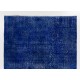 Blue Over-Dyed Vintage Handmade Rug from Turkey, Living Room Carpet. 6.4 x 9.6 Ft (195 x 290 cm)