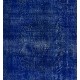 Blue Over-Dyed Vintage Handmade Rug from Turkey, Living Room Carpet. 6.4 x 9.6 Ft (195 x 290 cm)