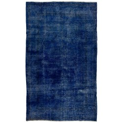 Indigo Blue Over-Dyed Vintage Handmade Turkish Area Rug. 6.4 x 10.7 Ft (195 x 324 cm)