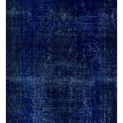 Navy Blue Over-Dyed Vintage Handmade Turkish Area Rug, Living Room Carpet. 6.5 x 9.5 Ft (197 x 287 cm)