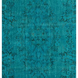 Teal Over-Dyed Vintage Handmade Turkish Rug, Ideal for Modern Interiors. 6.6 x 9.4 Ft (199 x 285 cm)