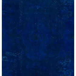 Dark Blue Over-Dyed Vintage Handmade Turkish Rug, Ideal for Modern Interiors. 6.6 x 9.6 Ft (200 x 290 cm)