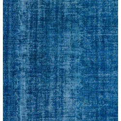 Blue Over-Dyed Vintage Handmade Turkish Rug, Ideal for Contemporary Home and Office. 6.8 x 10 Ft (206 x 303 cm)