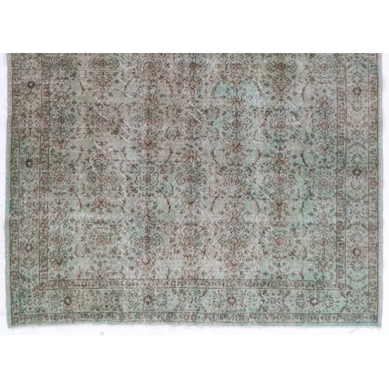 Light Blue Over-Dyed Vintage Handmade Turkish Rug, Ideal for Contemporary Home and Office. 7.5 x 11 Ft (228 x 335 cm)