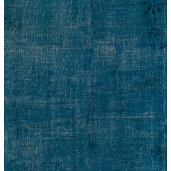 Large Blue Over-Dyed Vintage Handmade Turkish Area Rug. 7.9 x 11.7 Ft (240 x 354 cm)