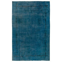 Large Blue Over-Dyed Vintage Handmade Turkish Area Rug. 7.9 x 11.7 Ft (240 x 354 cm)