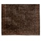 Brown Overdyed Rug, Vintage Handmade Carpet from Turkey. 3.9 x 6.6 Ft (117 x 200 cm)