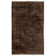 Brown Overdyed Rug, Vintage Handmade Carpet from Turkey. 3.9 x 6.6 Ft (117 x 200 cm)