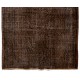Brown Overdyed Rug, Vintage Handmade Carpet from Turkey. 4 x 6.8 Ft (120 x 206 cm)