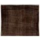 Brown Overdyed Rug, Vintage Handmade Carpet from Turkey. 4 x 6.8 Ft (120 x 206 cm)