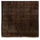 Brown Overdyed Rug, Vintage Handmade Carpet from Turkey. 4 x 7.3 Ft (120 x 220 cm)