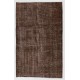 Brown Overdyed Accent Rug, Vintage Handmade Carpet from Turkey. 4 x 6.4 Ft (122 x 195 cm)