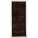 Brown Overdyed Runner Rug, Vintage Handmade Corridor Carpet from Turkey. 4.9 x 11.8 Ft (147 x 358 cm)