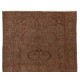 Brown Overdyed Rug with Medallion Design, Vintage Handmade Carpet from Turkey. 6 x 9.7 Ft (183 x 294 cm)