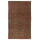 Brown Overdyed Rug with Medallion Design, Vintage Handmade Carpet from Turkey. 6 x 9.7 Ft (183 x 294 cm)