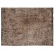 Distressed Brown Overdyed Rug, Vintage Handmade Carpet from Turkey. 6.2 x 8.6 Ft (187 x 261 cm)