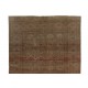 Brown Overdyed Rug with Geometric Design, Vintage Handmade Carpet from Turkey. 7 x 11 Ft (216 x 336 cm)