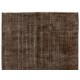 Brown Overdyed Area Rug, Large Mid-Century Handmade Carpet from Turkey. 7.2 x 10.2 Ft (218 x 310 cm)
