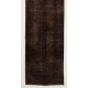 Brown Overdyed Runner Rug, Vintage Handmade Corridor Carpet from Turkey. 2.5 x 10.7 Ft (75 x 325 cm)